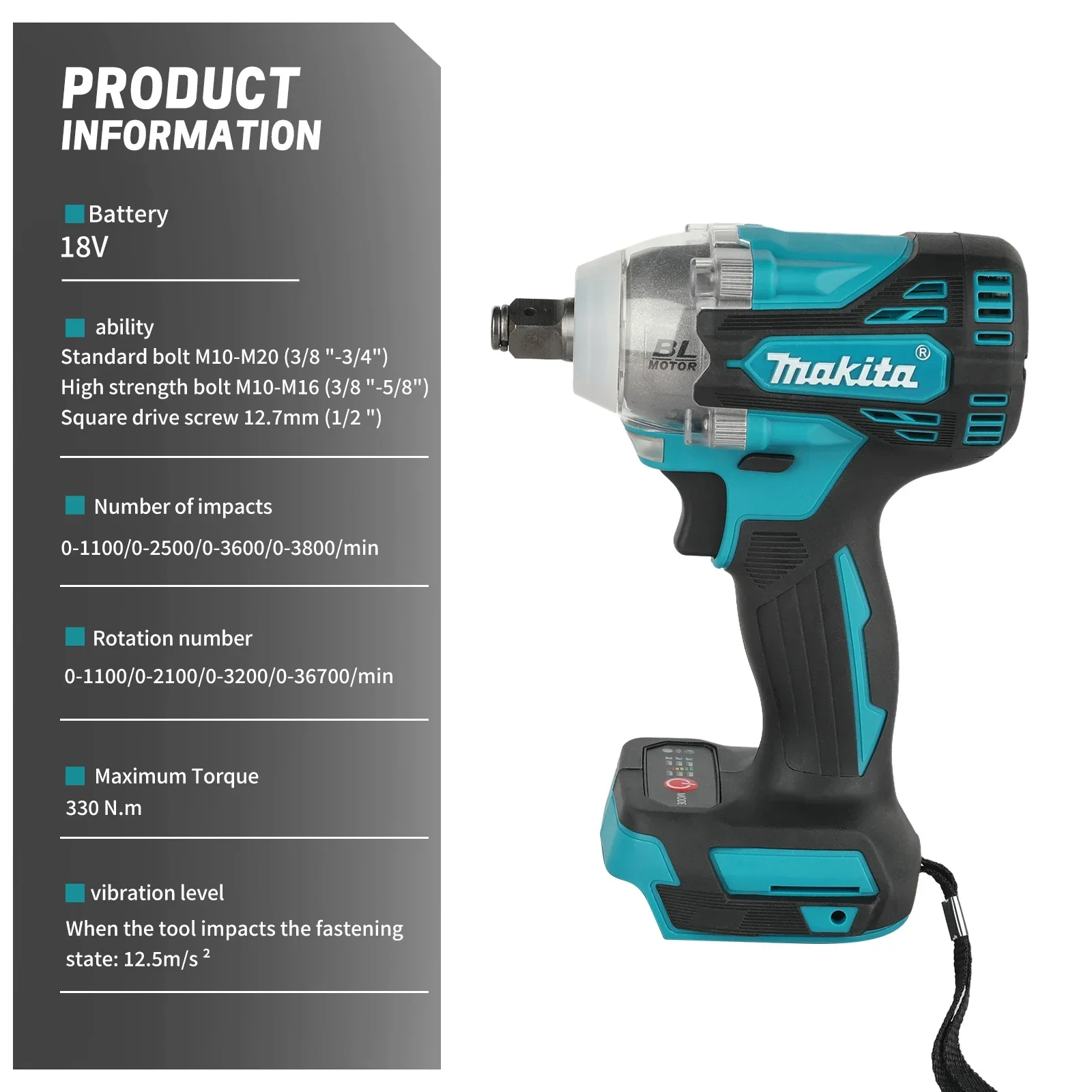 For Makita DTW300 330N·m Impac - đánh giá và giá Makita Drill Dtw300